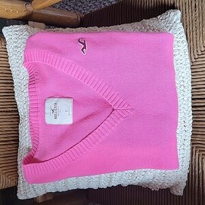Hollister v neck, pink, long sleeve sweater,  size S